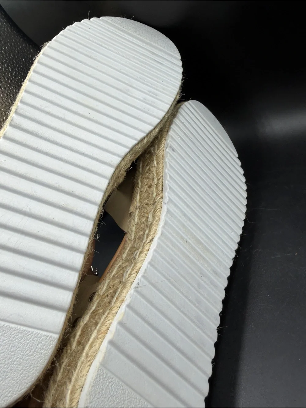 Beige Espadrille Platform Sandals with Ankle Buckle
